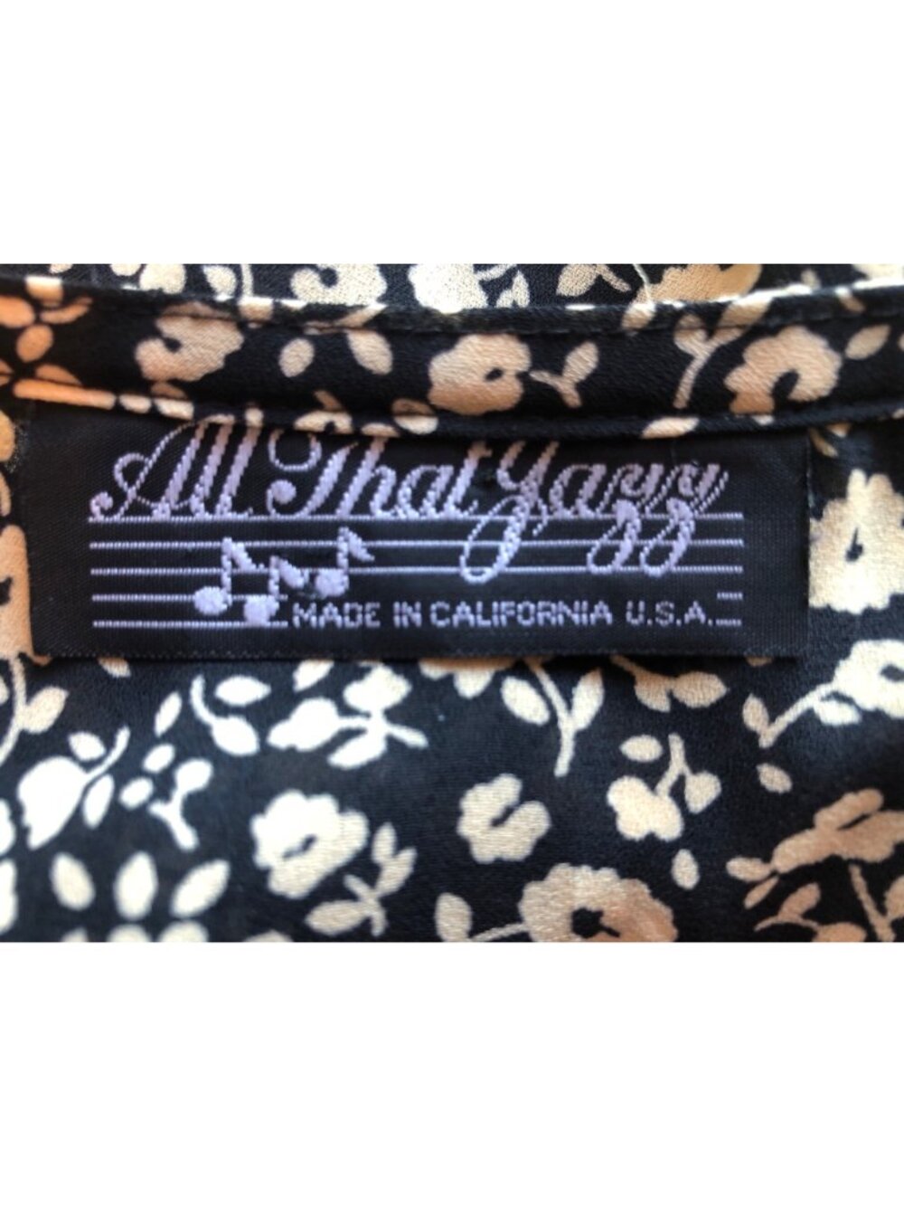 VTG All That Jazz Black & Tan Floral Chiffon A-Line Midi Dress 90s Cottagecore S - Picture 4 of 10